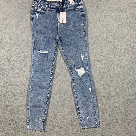 Judy Blue Lincoln Jeans Women's 9/29 Acid Wash High Rise Skinny Distressed NWT - Picture 1 of 16